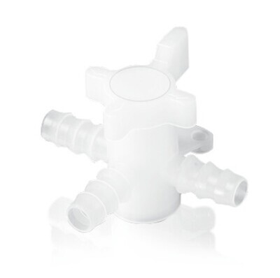 Hose valve 3-way tap, Gesch. for, Hose inside 5-7 mm, PVDF, 1 Piece