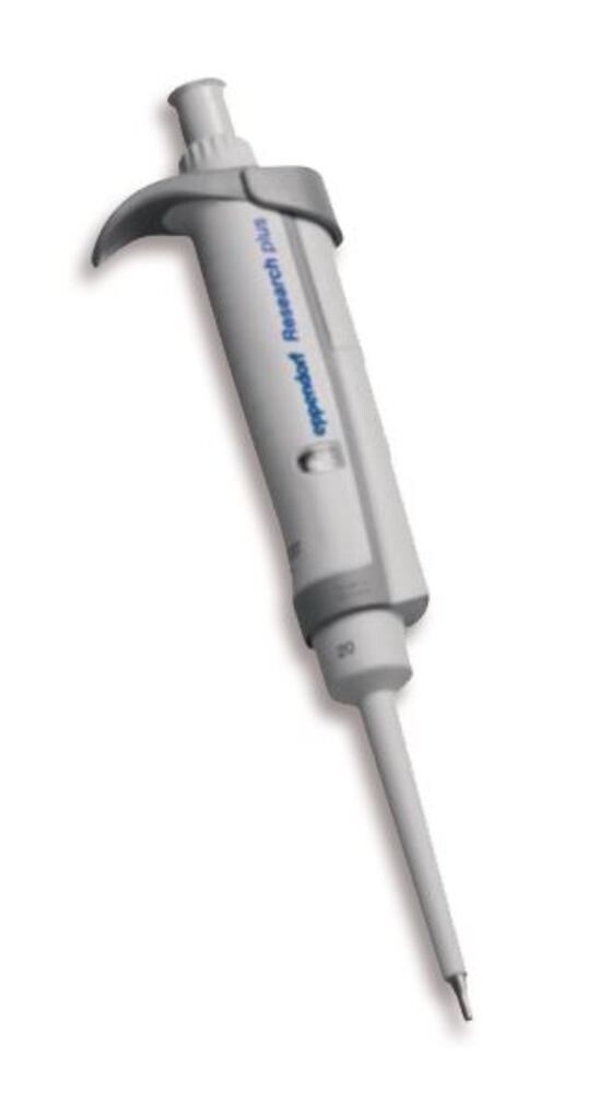 Single-channel microliter pipette Eppendorf Research® plus, 2 to 20 µl, light gray, 1 piece