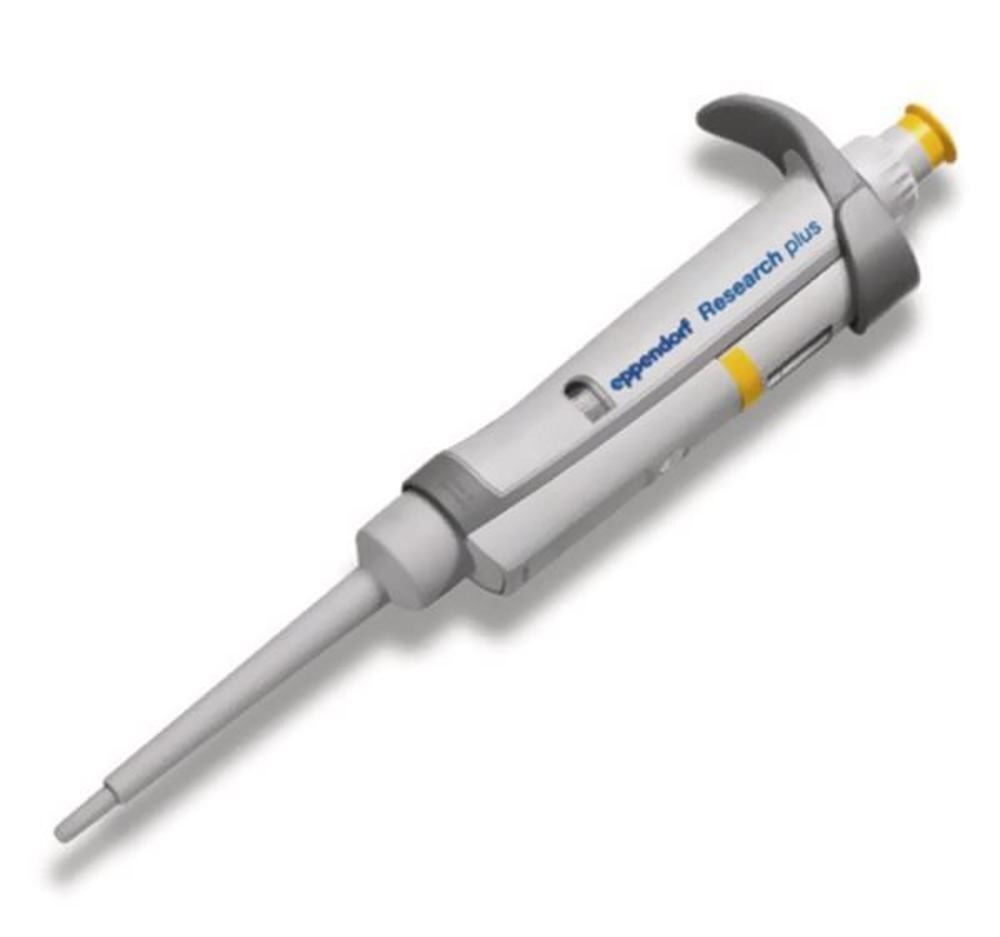 Single-channel microliter pipette Eppendorf Research® plus, 2 to 20 µl, yellow, 1 piece