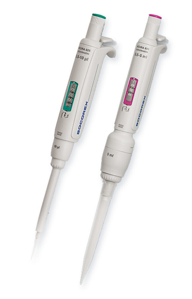 Single-channel microliter pipette Acura® manual variable, 0.5 to 10 µl, 825, 1 piece