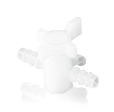 Rubinetto a 2 vie con valvola per tubo flessibile, Gesch. per, Tubo interno 7-9 mm, PVDF, 1 pezzo