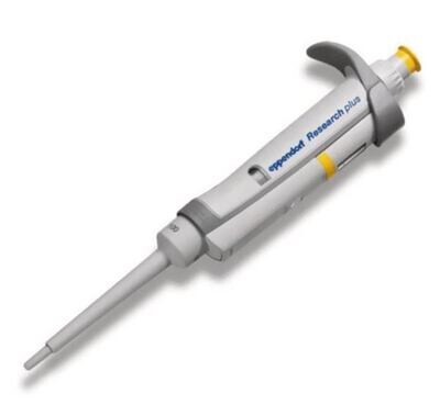 Single-channel microliter pipette Eppendorf Research® plus, 10 to 100 µl, yellow, 1 piece