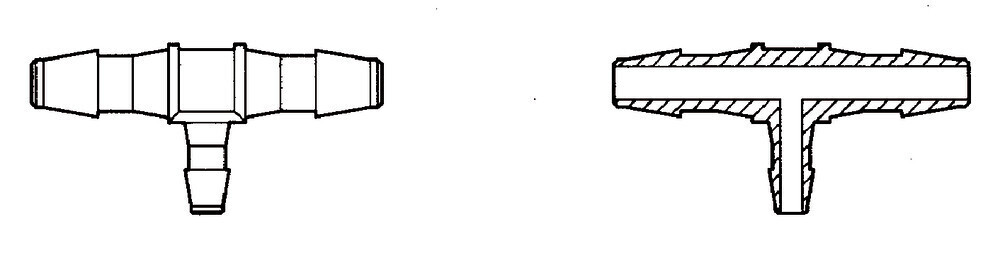 Hose reduction pieces ROTILABO® Mini T-shape, Gesch. for, Hose inside 1.6 / 2.4 / 1.6 mm, 10 pieces