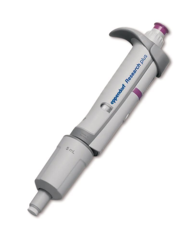 Single-channel microliter pipette Eppendorf Research® plus, 500 to 5000 µl, lilac, 1 piece