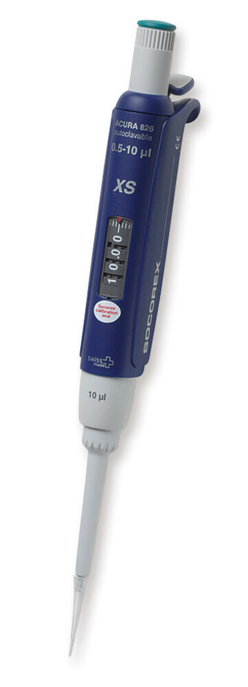 Single-channel microliter pipette Acura® manual XS 826, 0.5 to 10 µl, 1 piece