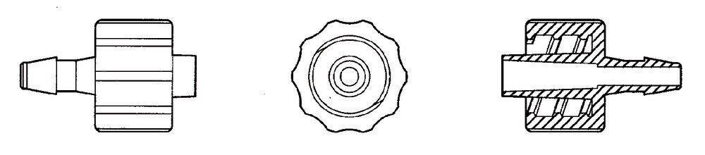 Luer tube connector ROTILABO®, Gesch. front, Luer Lock female / tubing inside 2.4 mm, 10 Pieces