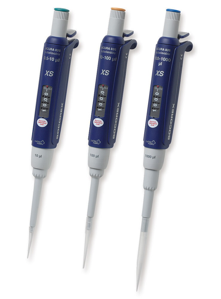 Single-channel microliter pipette Acura® manual XS 826, 0.1 to 2 µl, 1 piece