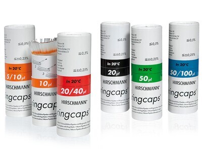 Kapillarpipetten ringcaps® 1 Marke, 40 µl, 1000 Stück