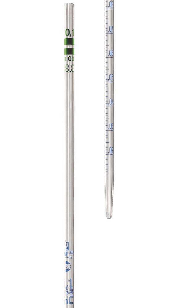 Pipetas medidoras BLAUBRAND® apertura de vertido clase A, 0,1 ml, división, 0,001 ml, 12 unidades