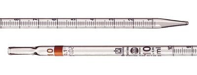 Measuring pipettes type 2 SILBERBRAND ETERNA class B, 2 ml, Division, 0.02 ml, Cotton stopper end, no, 12 pieces