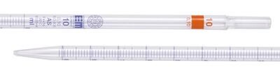 Measuring pipettes type 3, class AS Small package, 10 ml, Division, 0.1 ml, Cotton stopper end, yes, 6 pieces