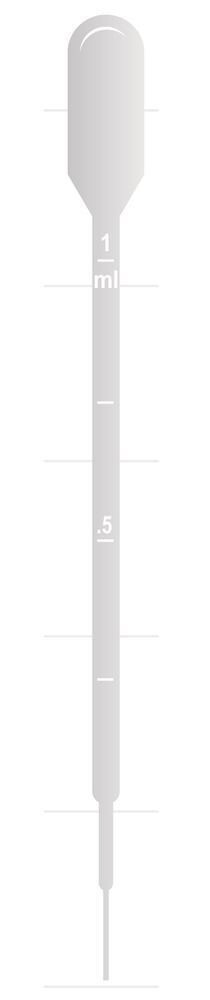 Pasteur pipettes with graduation 1 ml, small suction ball, Sterile, 25 x 20, 500 pieces