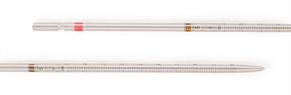 Measuring pipettes type 3 class B, 25 ml, Division, 0.1 ml, Cotton stopper end, yes, 6 pieces