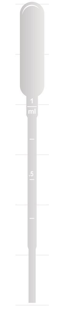 Pasteur pipettes with scale 1 ml, large suction ball, wide opening, 500 pieces