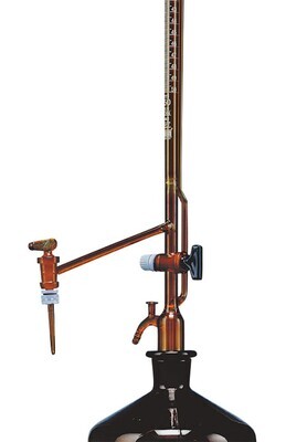 Titrating device according to Pellet Class B with glass tap on the side and intermediate tap, 10 ml, 1 piece