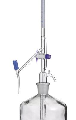 Appareil de titrage selon Pellet Class AS avec robinet à tige en PTFE sur le côté et robinet intermédiaire, verre transparent, 50 ml, 1 pièce