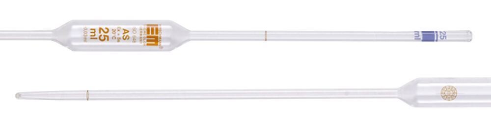 Pipettes jaugées 2 marques classe AS, 15 ml, 6 pièces