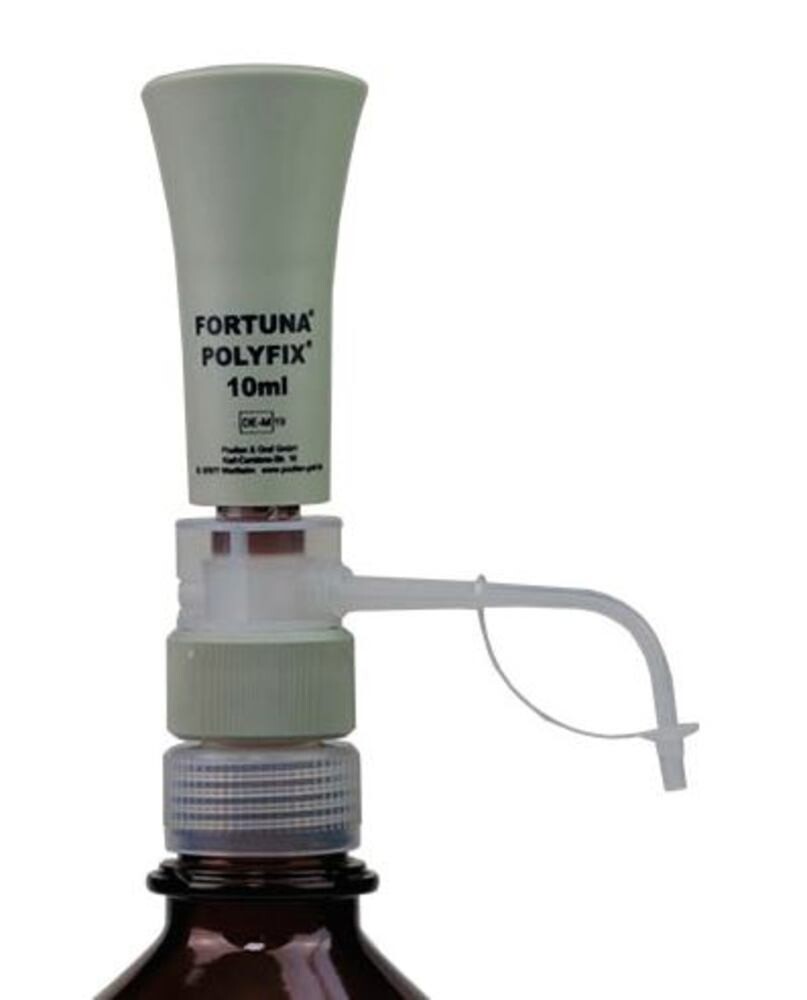 Dispensers FORTUNA® POLYFIX® With glass flask and brown glass cylinder, 2-10 ml, 1 piece