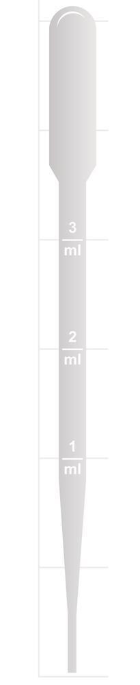 Pasteur pipettes with graduation 3 ml, Sterile, 500 x 1, 500 pieces