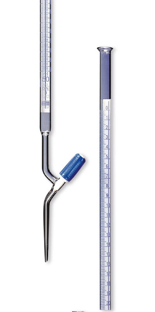 Burette with Schellbach stripes Class B With straight valve and PTFE spindle, 50 ml, 2 pieces