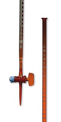 Burette Classe AS Avec robinet droit en verre, 25 ml, 2 pièces