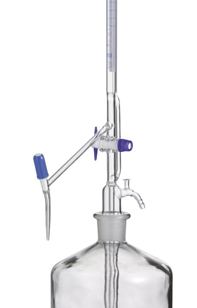 Titrating device according to Pellet Class AS with PTFE spindle tap on the side and intermediate tap, clear glass, 25 ml, 1 piece