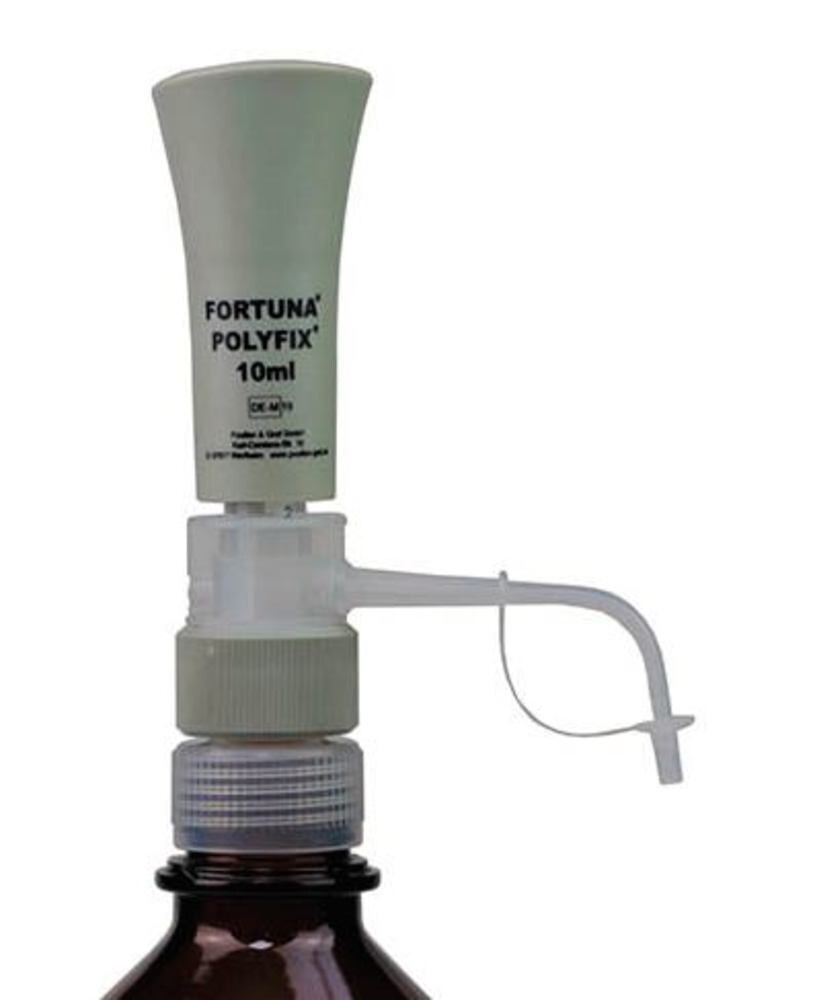 Dispensers FORTUNA® POLYFIX® With glass flask and transparent glass cylinder, 2-10 ml, 1 piece