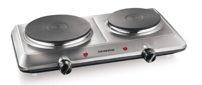 Heating plate, 180/150 mm, Double heating plate, Top part stainless steel, brushed, 1500/1000 W, 1 piece