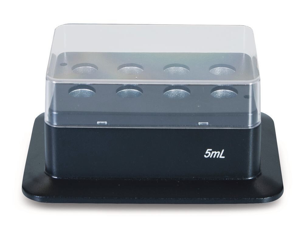 Accessories exchange block for reaction vessels, Gesch. for, 8 reaction vials 5 ml (max. 1400 min-1), bore 16.5 mm, D 54 mm, 1 piece