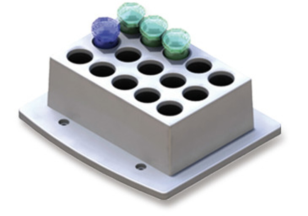 Accessories exchange block for reaction vessels, Gesch. for, 15 Reaction vials 5 ml (max. 1200 min-1), 1 piece
