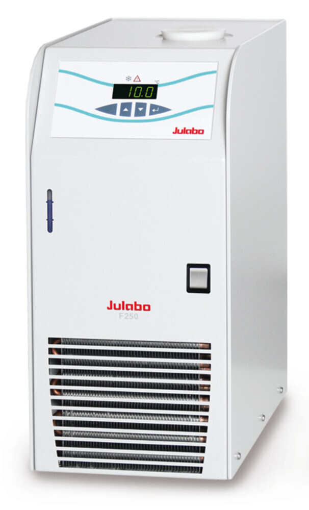 Recirculation chiller F series, 20 °C, 250 W 10 °C, 220 W 5 °C, 210 W 0 °C, 180 W, -10 to +40 °C, 1.7 l-2.6 l, F250, 1 piece