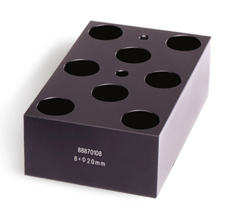 Accessories changing block for sample tubes, Gesch. front, 8 tubes 20 mm, 1 piece
