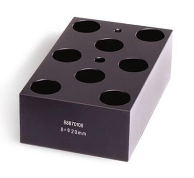 Accessories changing block for sample tubes, Gesch. front, 8 tubes 20 mm, 1 piece