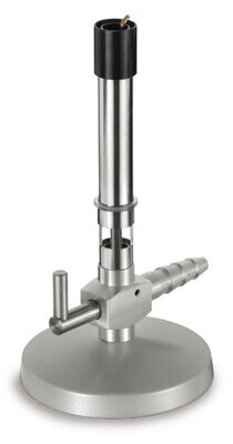 Quemador de gas según Bunsen y DIN con grifo, piloto y regulación de aire, Gas natural, 1500 °C, 1 pieza