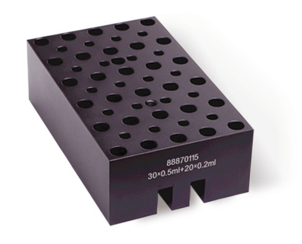 Accessori blocco intercambiabile per recipienti di reazione, combinazione blocchi intercambiabili, Gesch. per 30/20 recipienti di reazione da 0,5/0,2 ml, 1 pezzo