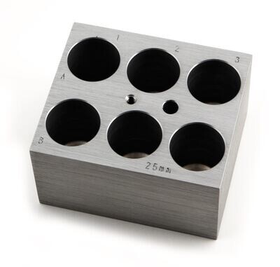 Accessori blocco intercambiabile per provette/vetri per campioni, Gesch. anteriore, 6 tubi 25 mm, 1 pezzo