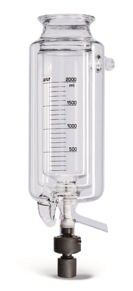 Récipient de réaction à bride plate, cylindrique, gradué, avec enveloppe de trempe et de vide et vanne de vidange, DN 60, 1000 ml, 160 mm, 1 pièce