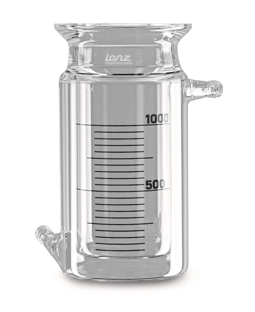 Fiala di reazione a flangia piatta, cilindrica, graduata, con camicia di tempra, raccordo GL, DN 100, 500 ml, 130 mm, 1 Pezzo