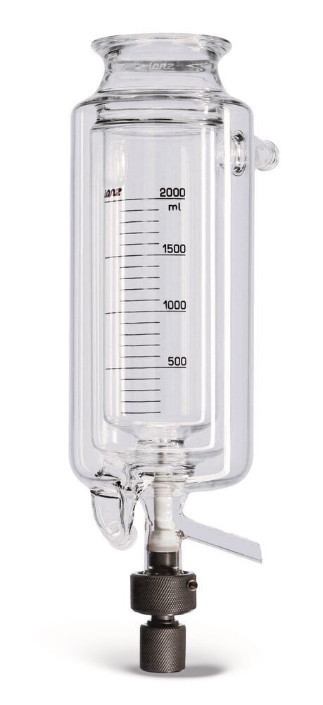 Flat flange reaction vessel, cylindrical, graduated, with tempering and vacuum jacket and drain valve, DN 150, 500 ml, 120 mm, 1 Piece