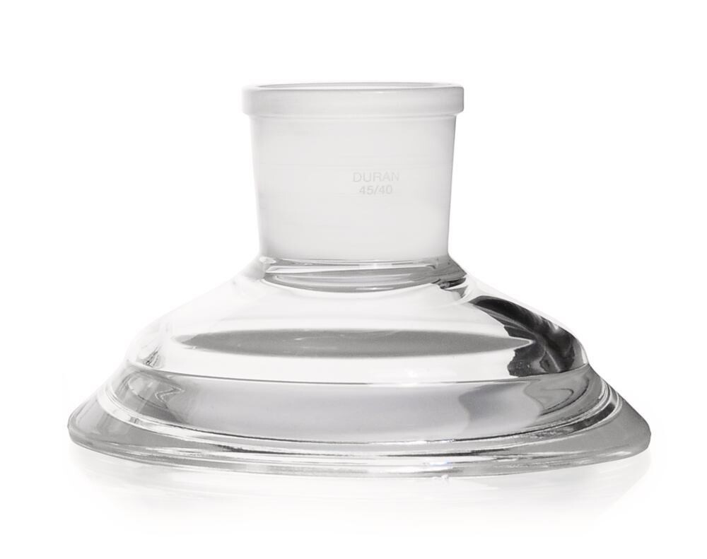 Tapa con brida plana DURAN® cuello central con NS, DN 100, 138 mm, Altura, 84 mm, 1 Pieza