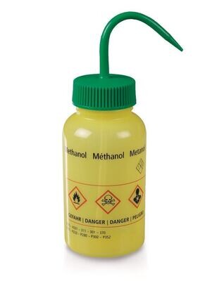Wash bottle wide neck, Methanol, green, 1 Piece