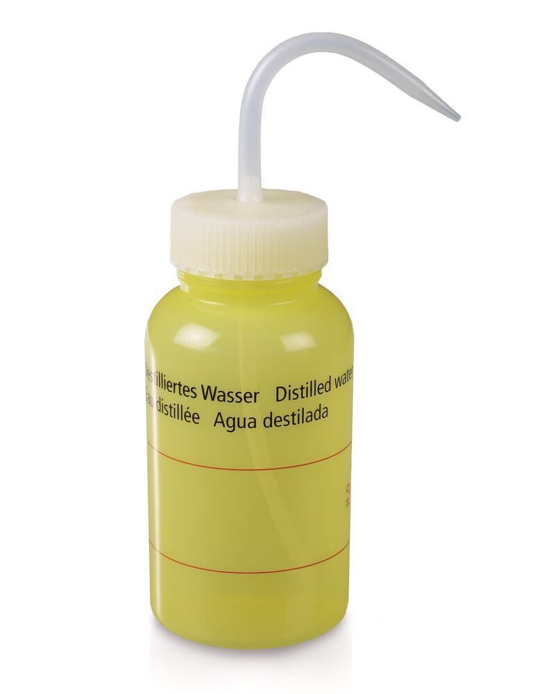 Frasco de lavado de cuello ancho, Agua destilada, translúcido, 1 Pieza