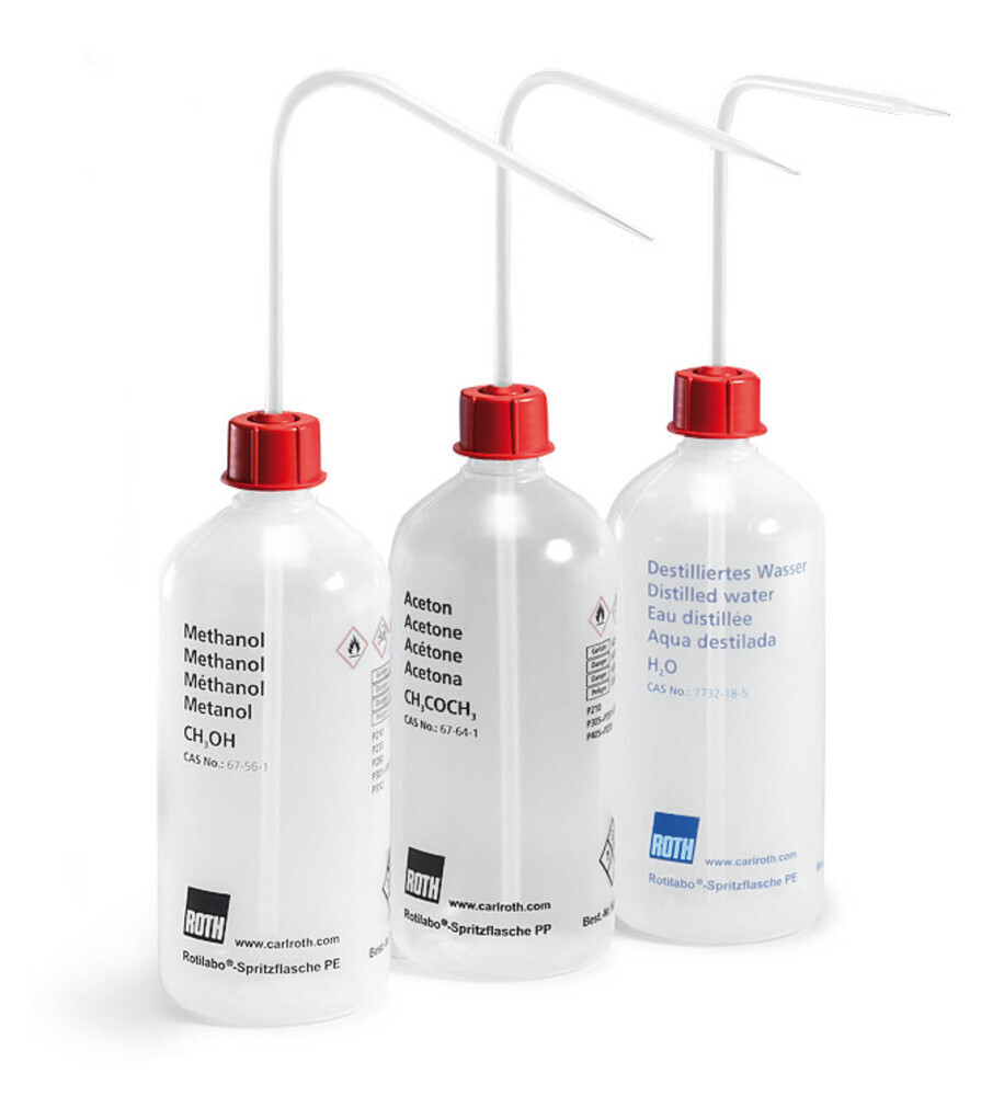 Wash bottle ROTILABO® with overpressure valve Volume 500ml, Isopropanol, 1 Piece