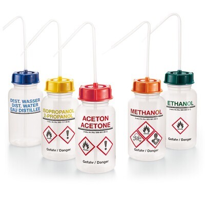 Bottiglia di lavaggio ROTILABO® collo largo, acetone, 500 ml, 1 pezzo