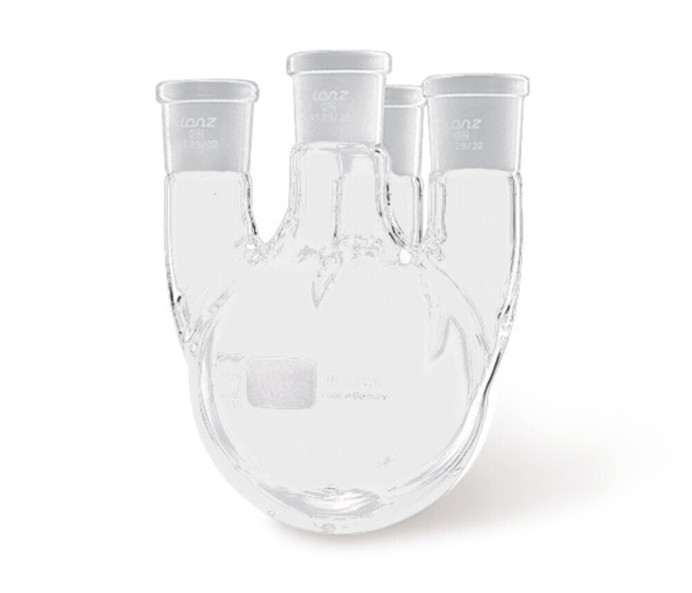 Four-necked round bottom flask Parallel side necks, 4000 ml, 29/32, 1 Piece