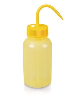 Wash bottle with venting valve, wide neck, Neutral, no printed text, yellow, 1 Piece