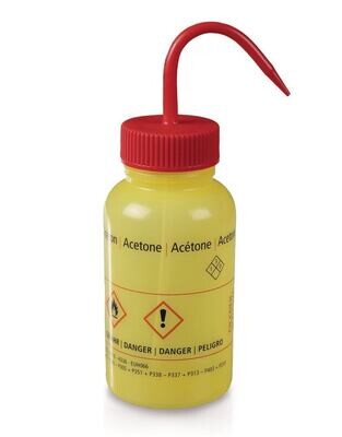 Wash bottle wide neck, Acetone, red, 1 Piece