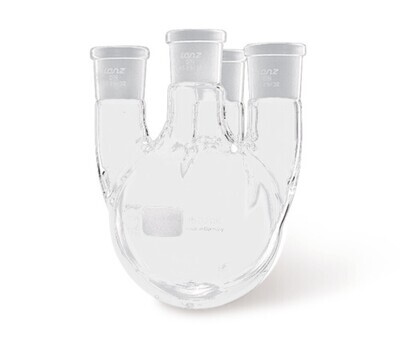 Vierhals-Rundkolben DURAN®, 2000 ml, Mittelhals NS 45/40, Seitenhals NS 29/32, Seitenhälse parallel, 1 Stück
