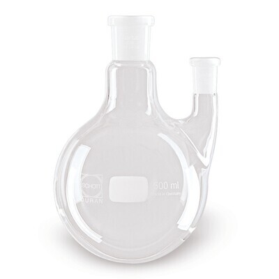 Double neck round bottom flasks side neck parallel, 500 ml, 14/23, 1 Piece
