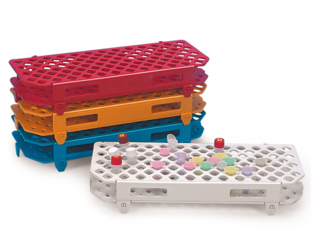 Reaktionsgefäßständer f. 100 Reaktionsg., mit 1,5 - 2 ml, PP, rot, 1 Stück